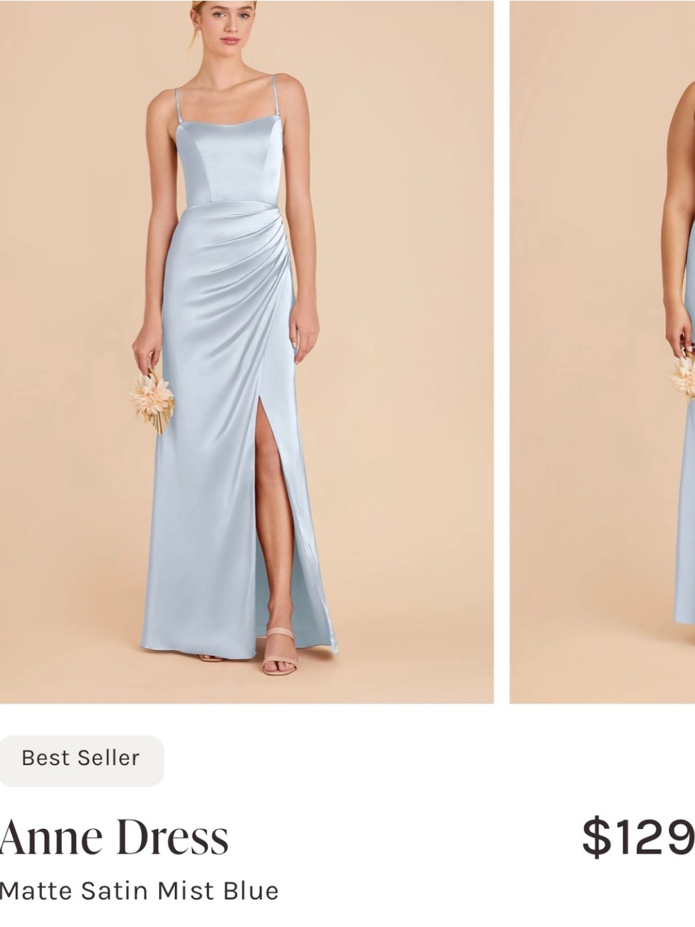 Birdy Grey Mist Blue Matte Satin Maxi Dress - Picture 9 of 9